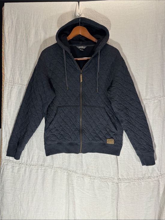 Eddie Bauer Other - Eddie Bauer Diamond Quilted Full Zip-Up Hooded Jacket - Charcoal M EUC
